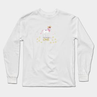 First birthday greeting. One. Magical Unicorn Birthday invitation. Party invitation Long Sleeve T-Shirt